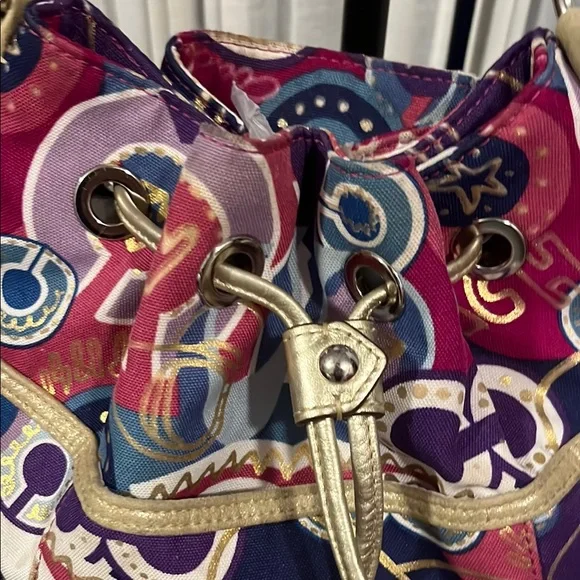 Coach Pink and Purple Shoulder Bag with Vibrant Design